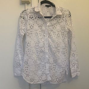 J Crew white eyelet button up